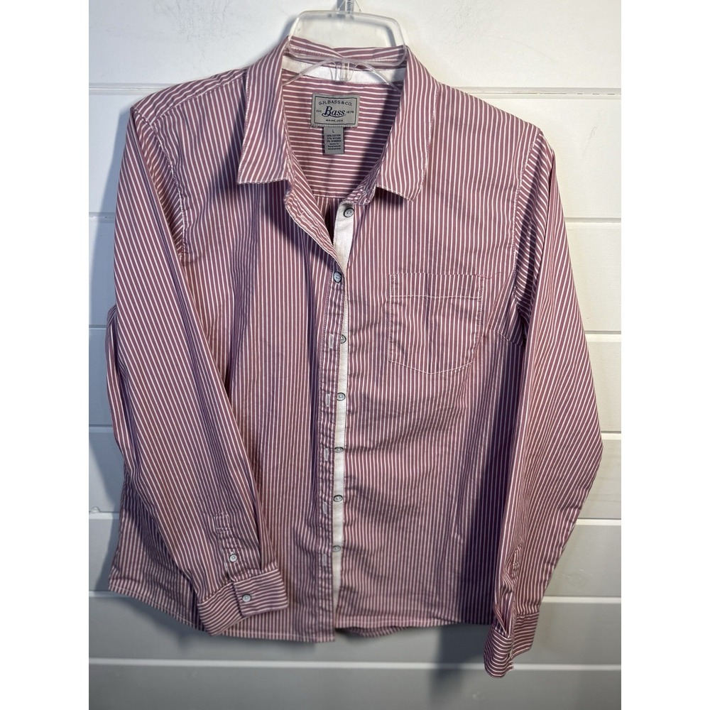 GH Bass Women's Striped Button Up Dress Shirt Size Large